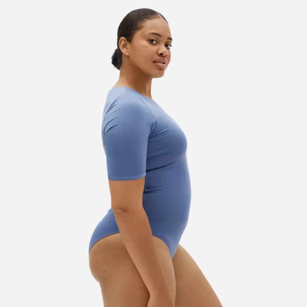 Everlane The Short-Sleeve Crew Neck Bodysuit Blue size XS NWT - Picture 4 of 7